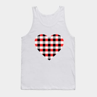 Red and Black Plaid Heart Tank Top